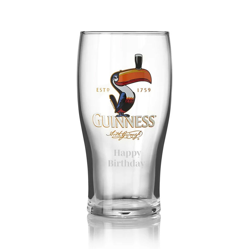 Engraved Guinness Toucan Pint Glass in Giftbox